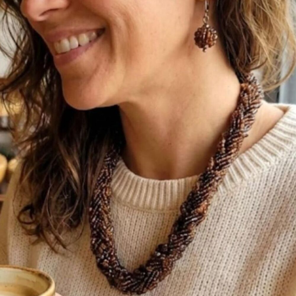 New Gerold Miller Earthy & Iridescent Chunky Beaded Necklace Set